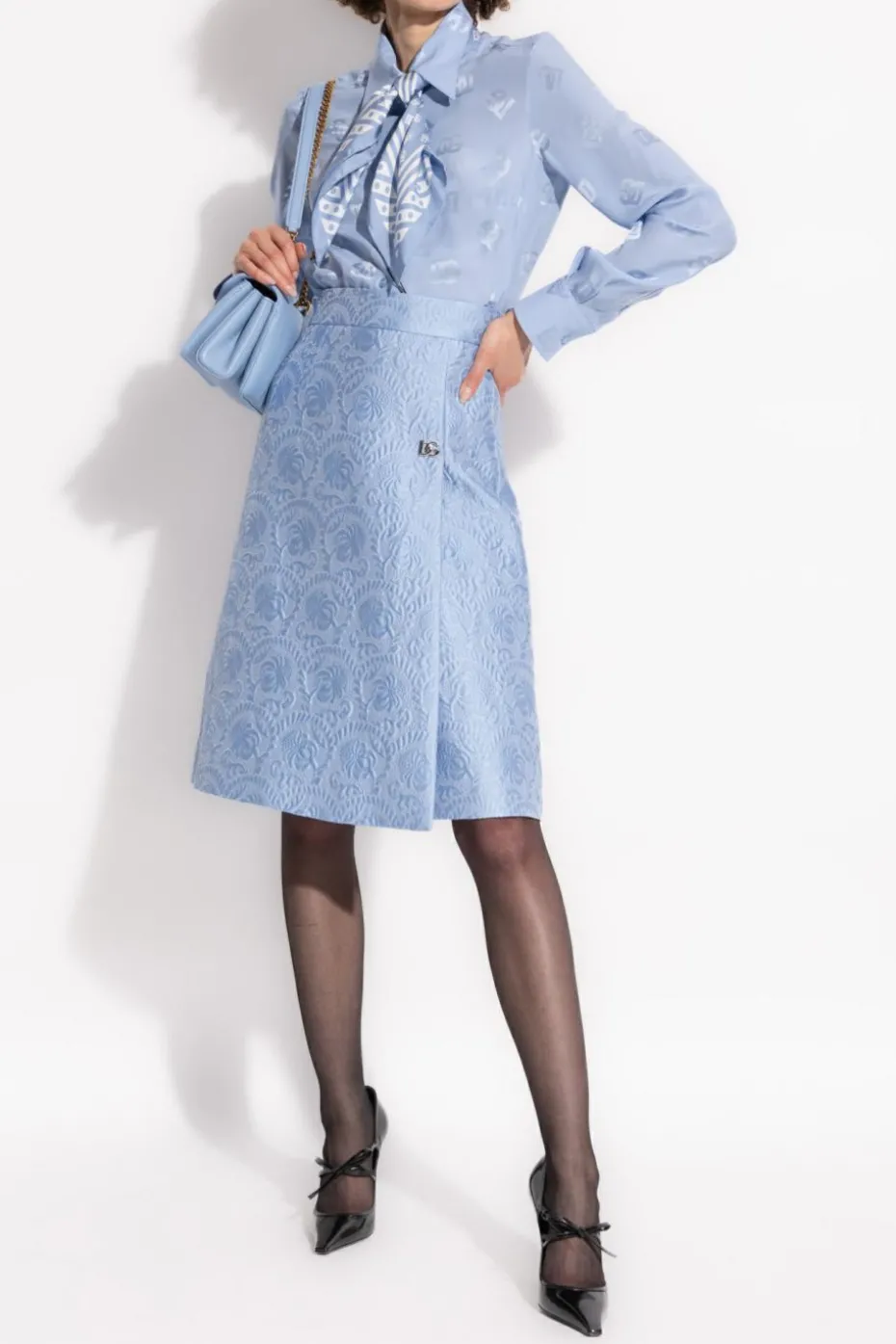 Dolce & Gabbana jasnoniebieski Jedwabna koszula