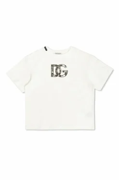 Dolce & Gabbana Kids BIAŁY T-shrt z logo