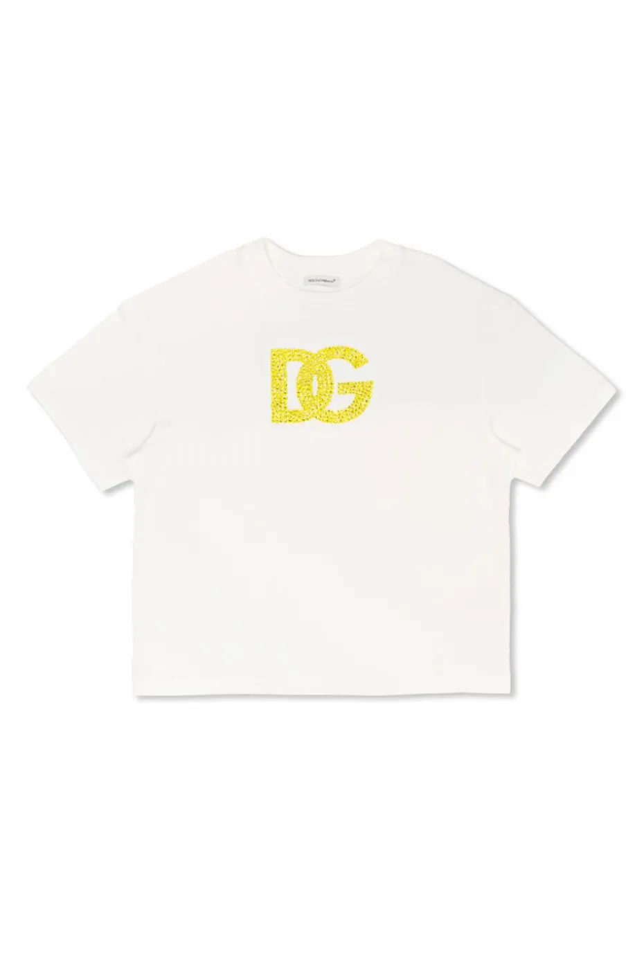 Dolce & Gabbana Kids BIAŁY T-shirt z cekinowym logo