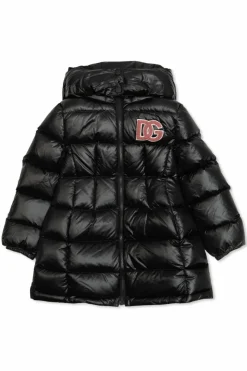 Dolce & Gabbana Kids CZARNY Kurtka puchowa z odpinanym kołnierzem