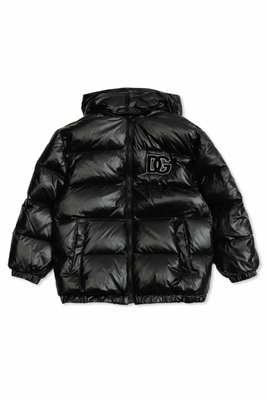 Dolce & Gabbana Kids CZARNY Kurtka puchowa z odpinanym kołnierzem