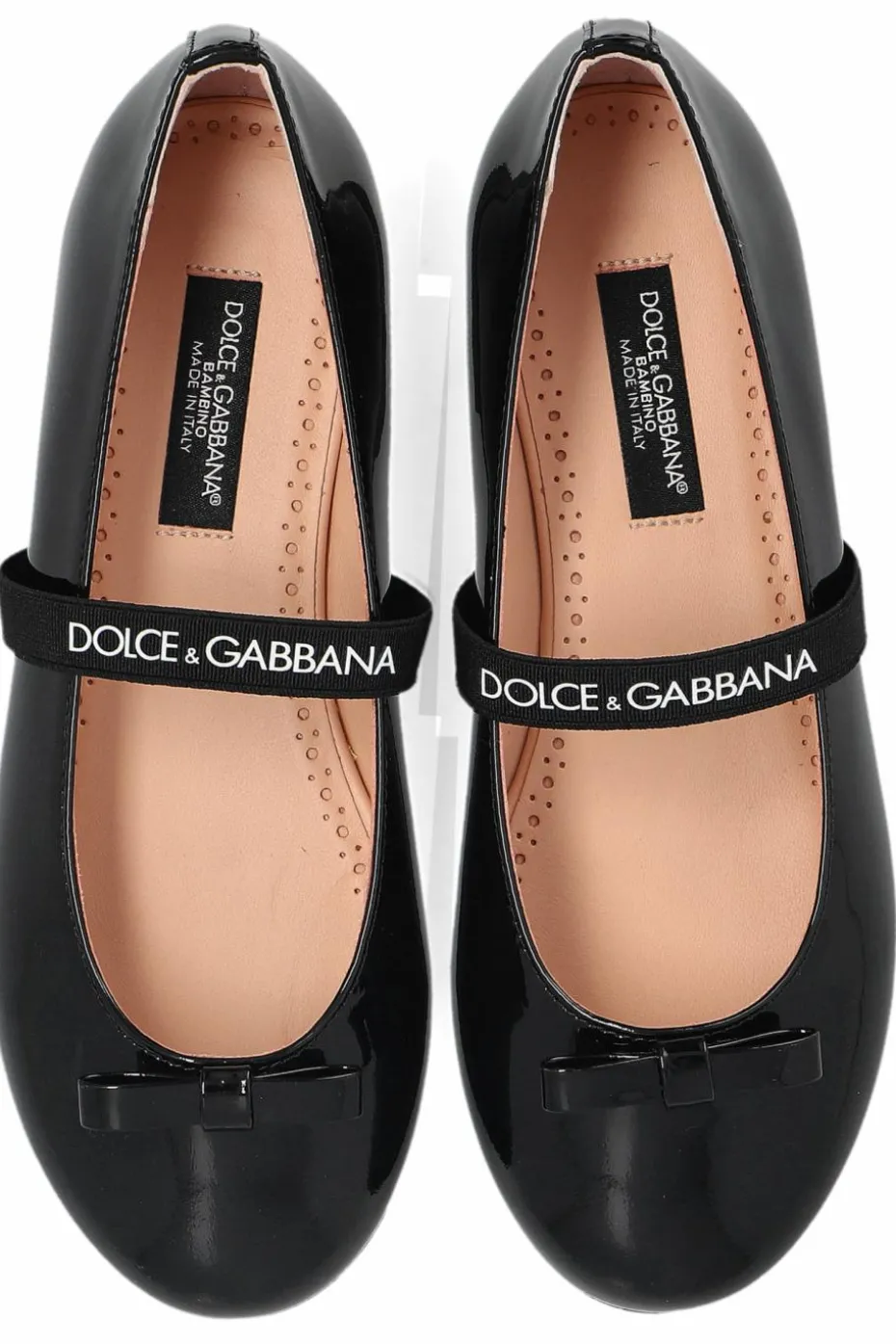 Dolce & Gabbana Kids CZARNY Skórzane baleriny z elastycznym paskiem