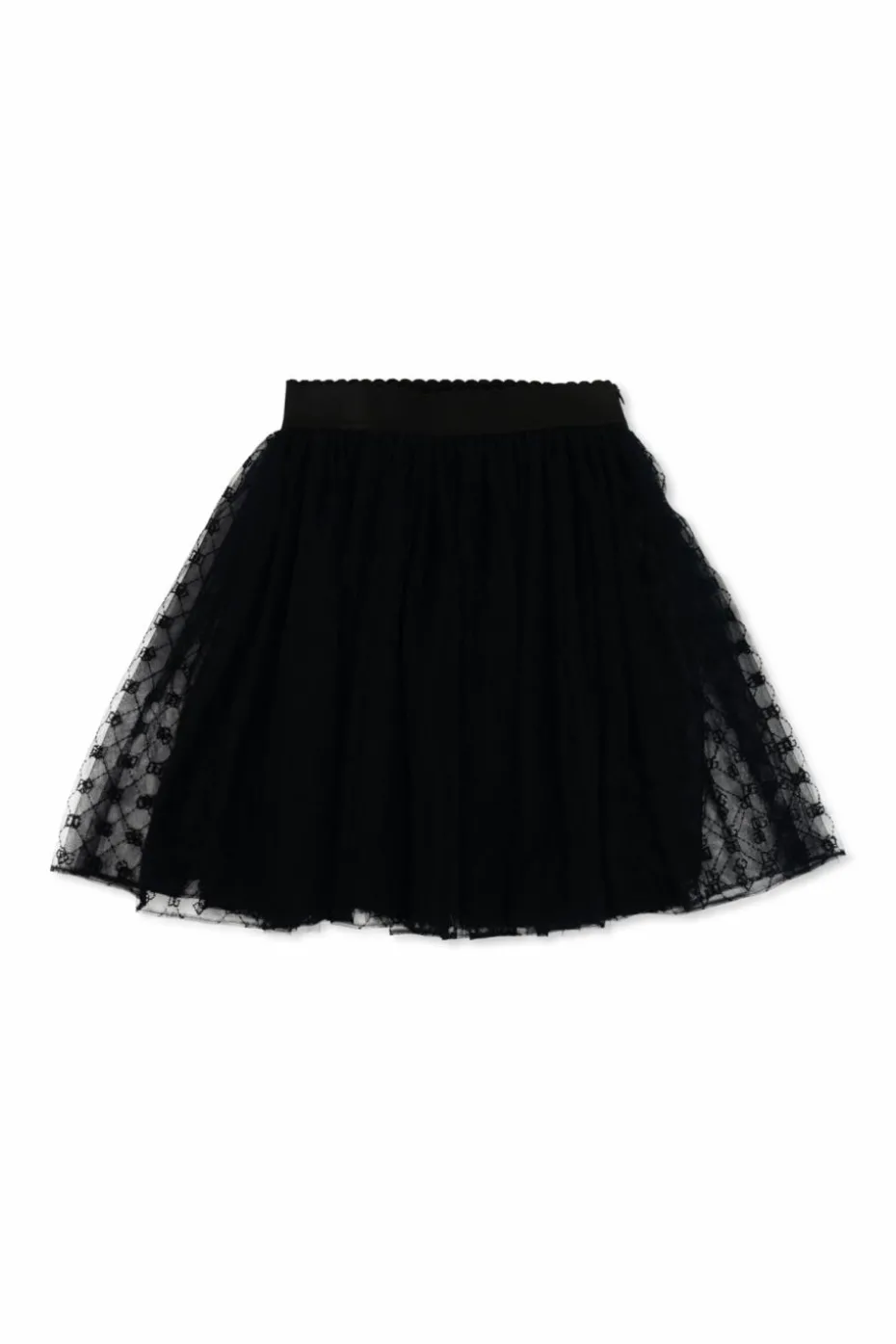 Dolce & Gabbana Kids CZARNY Tiulowa spódnica z monogramem