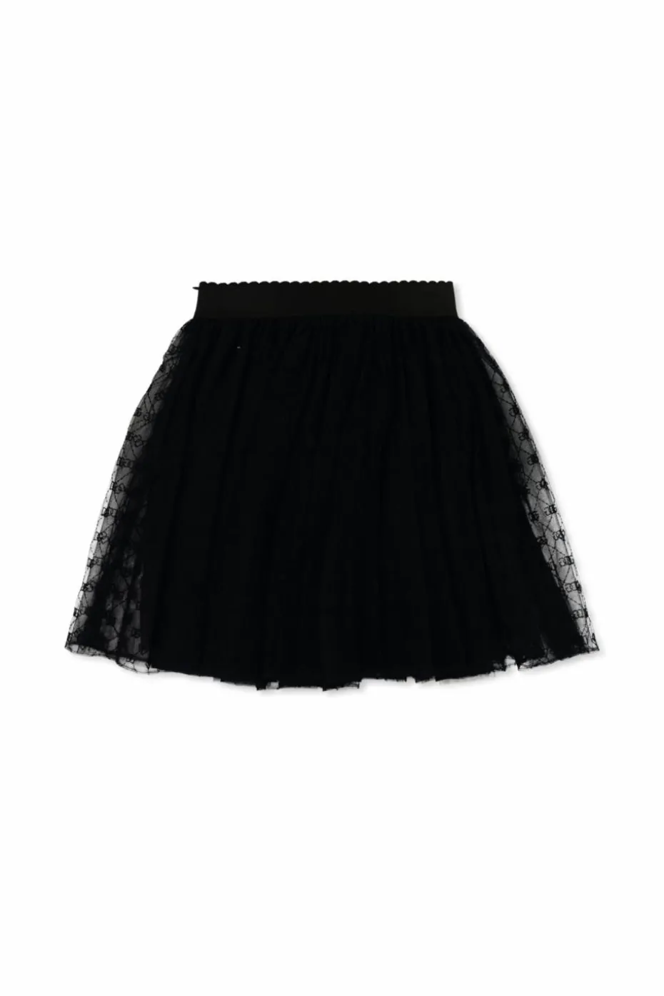 Dolce & Gabbana Kids CZARNY Tiulowa spódnica z monogramem