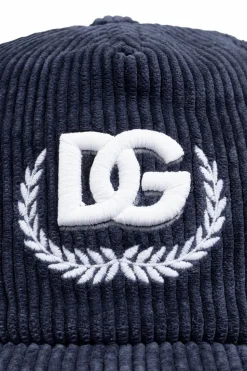 Dolce & Gabbana Kids GRANATOWY Sztruksowa czapka z daszkiem