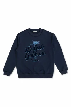 Dolce & Gabbana Kids GRANATOWY Bluza z wypukłym logo