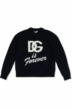 Dolce & Gabbana Kids GRANATOWY Sweter z logo