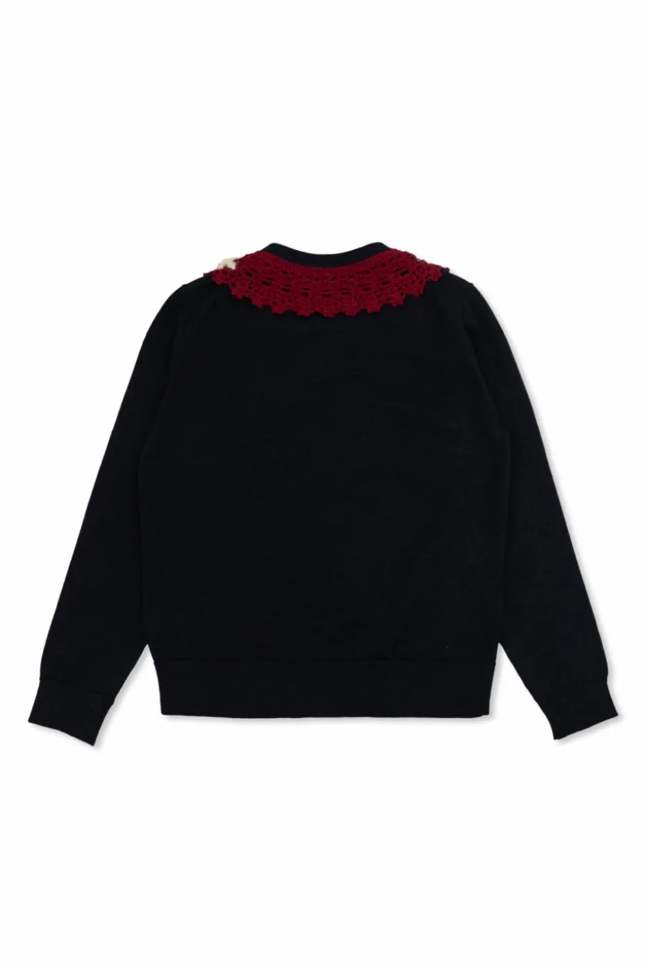Dolce & Gabbana Kids GRANATOWY Kardigan z koronkowym kołnierzem