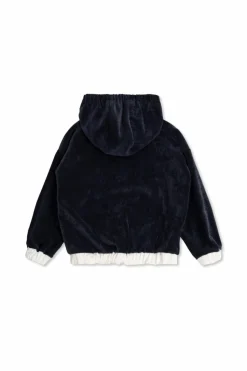 Dolce & Gabbana Kids GRANATOWY Sztruksowa bluza z kapturem