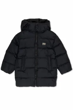 Dolce & Gabbana Kids GRANATOWY Kurtka z odpinanym kapturem