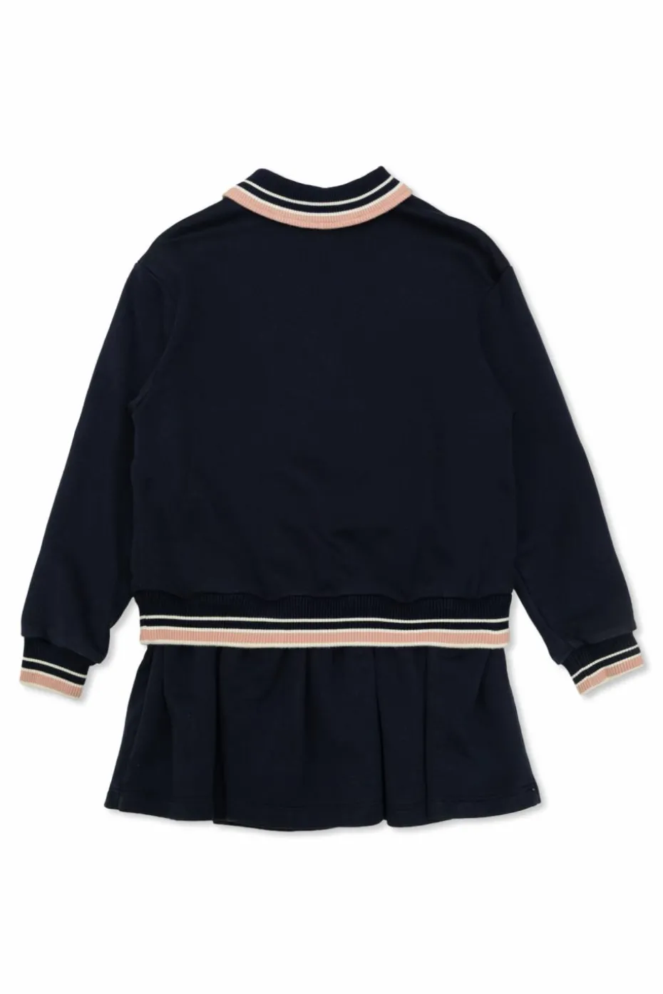 Dolce & Gabbana Kids GRANATOWY Bawełniana sukienka z naszywką z logo