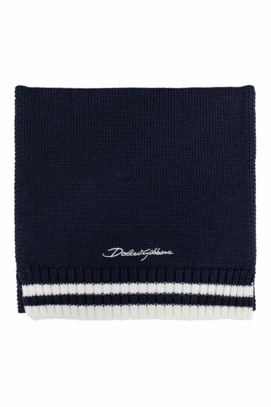 Dolce & Gabbana Kids GRANATOWY Wełniany szal z logo