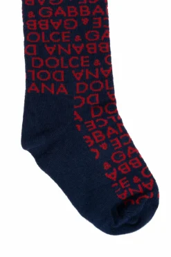 Dolce & Gabbana Kids GRANATOWY Rajstopy z monogramem