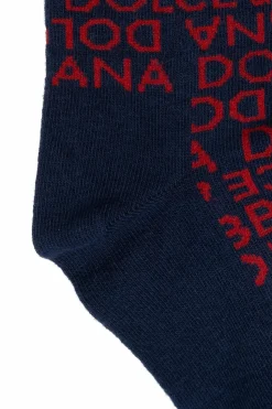Dolce & Gabbana Kids GRANATOWY Rajstopy z monogramem
