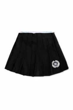 Dolce & Gabbana Kids GRANATOWY Wełniana spódnica z zaszewkami