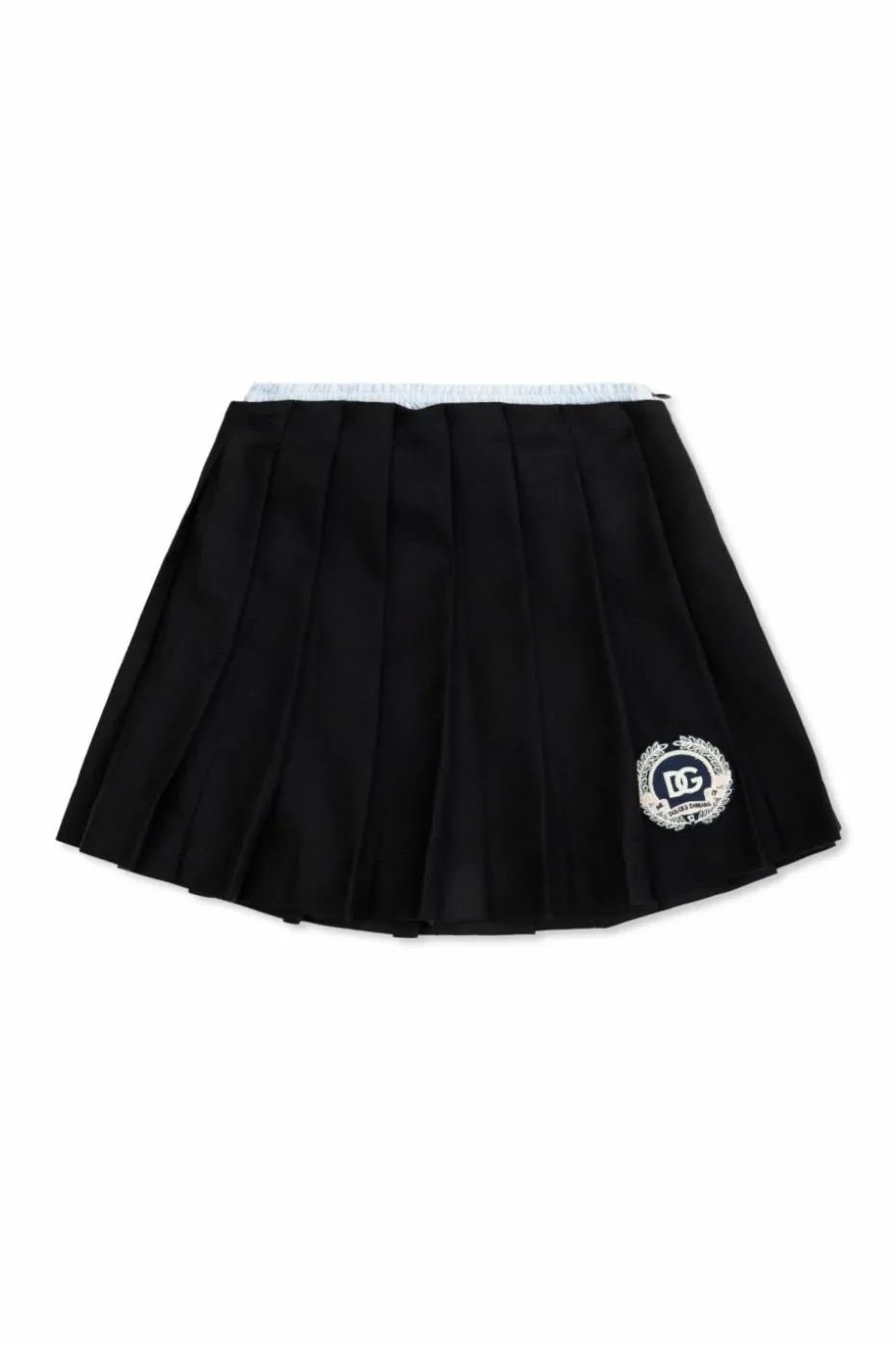 Dolce & Gabbana Kids GRANATOWY Wełniana spódnica z zaszewkami