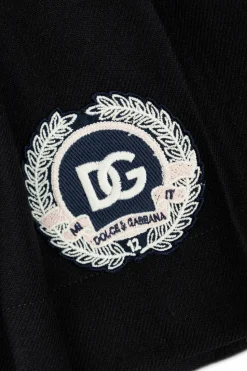 Dolce & Gabbana Kids GRANATOWY Wełniana spódnica z zaszewkami