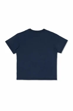 Dolce & Gabbana Kids GRANATOWY T-shirt z wypukłym logo