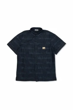 Dolce & Gabbana Kids GRANATOWY Jeansowa koszula z kieszenią