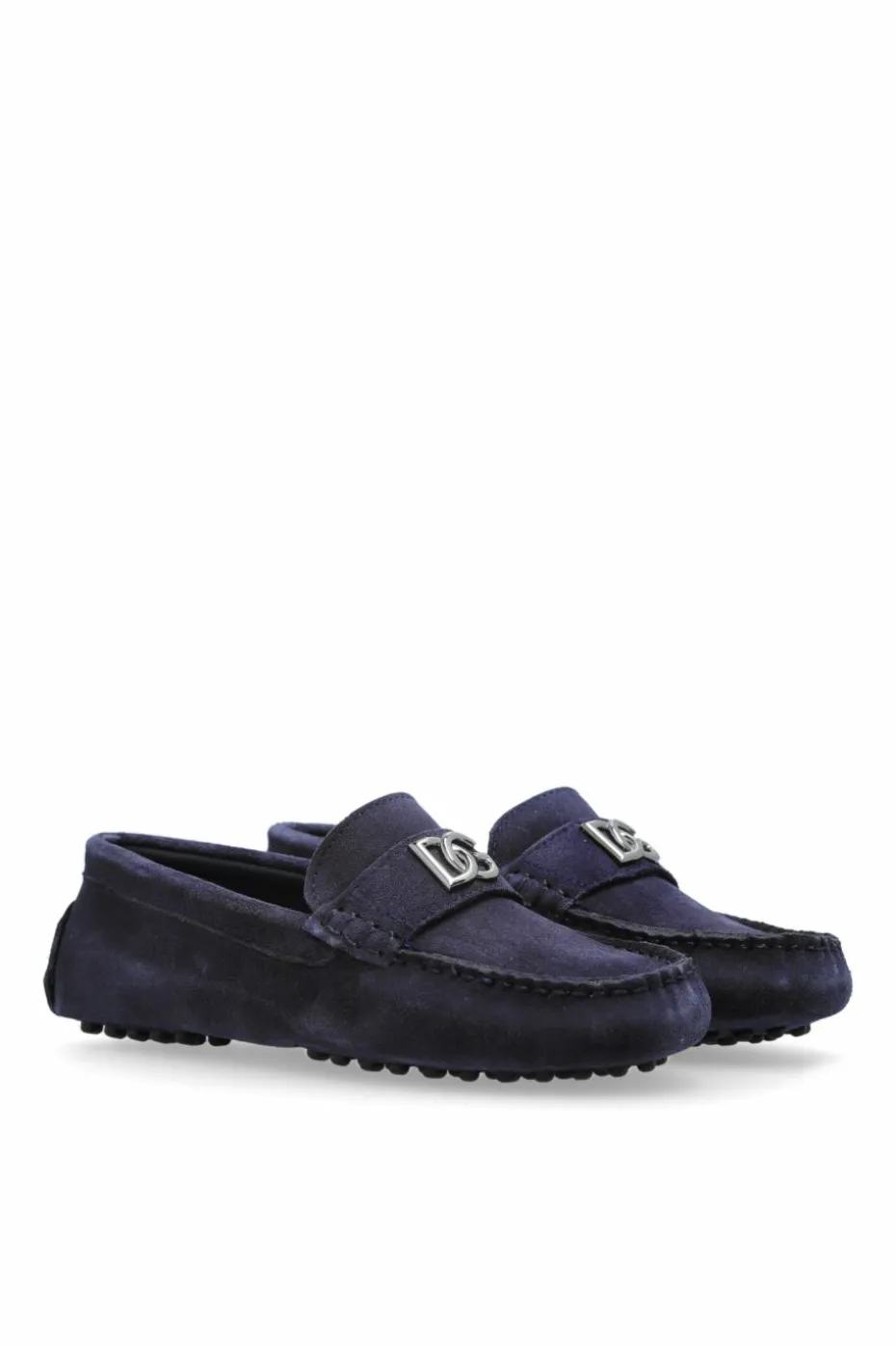 Dolce & Gabbana Kids GRANATOWY Zamszowe mokasyny