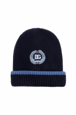 Dolce & Gabbana Kids GRANATOWY Czapka z logo
