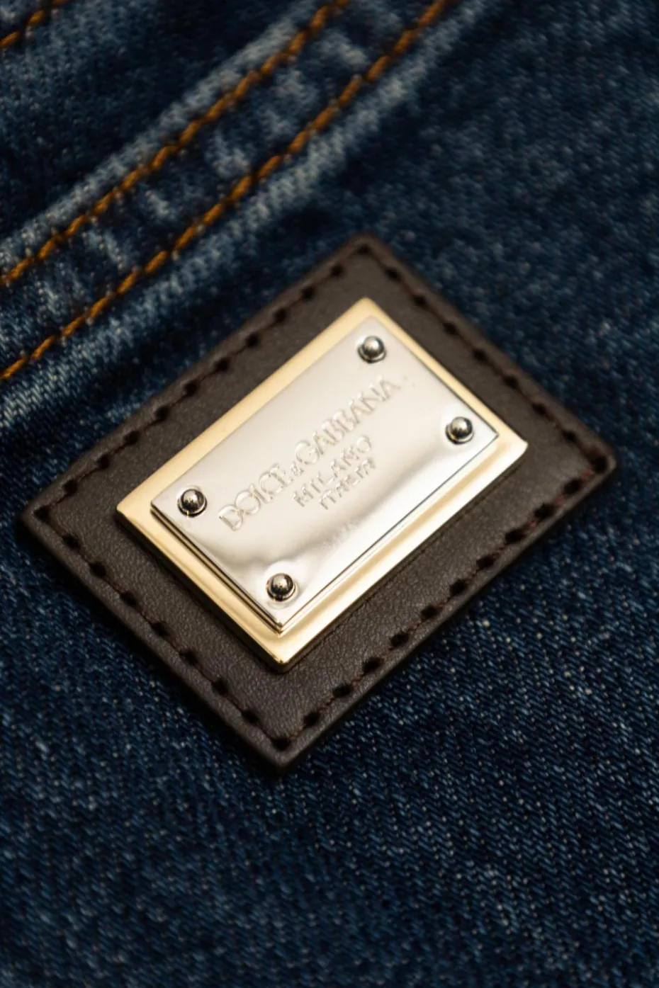 Dolce & Gabbana Kids GRANATOWY Jeansy z logo