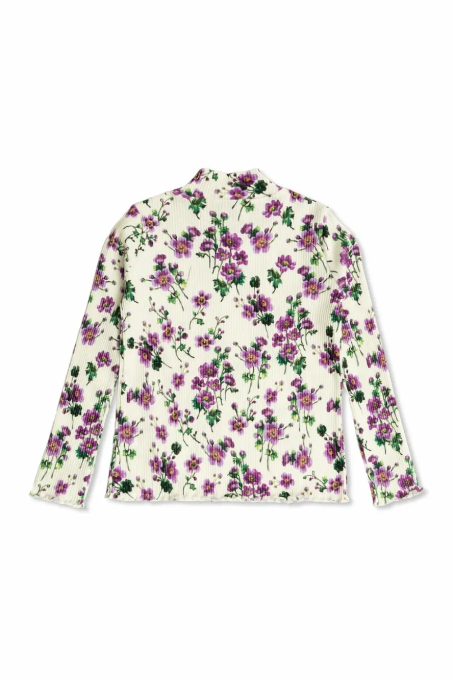 Dolce & Gabbana Kids kremowy Prążkowany top z motywem kwiatowym