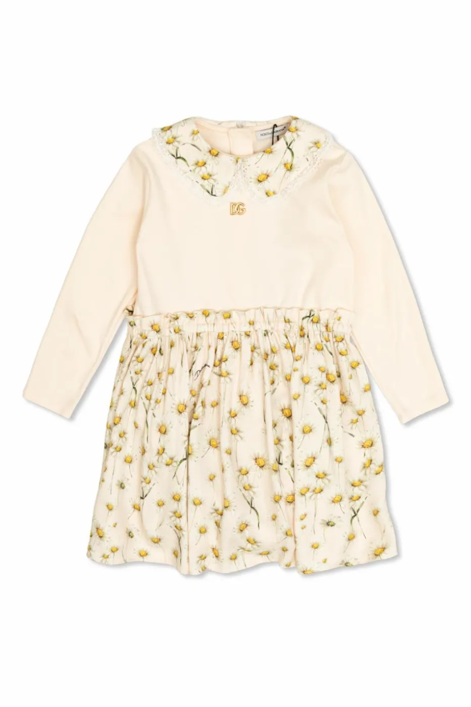 Dolce & Gabbana Kids kremowy Sukienka z motywem kwiatowym
