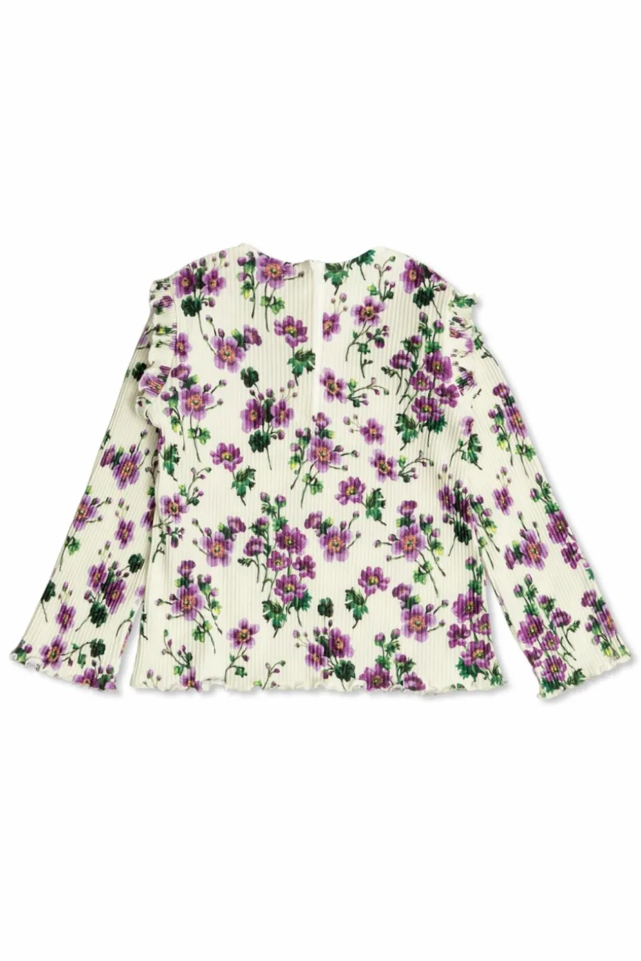 Dolce & Gabbana Kids kremowy Prążkowany top z motywem kwiatowym