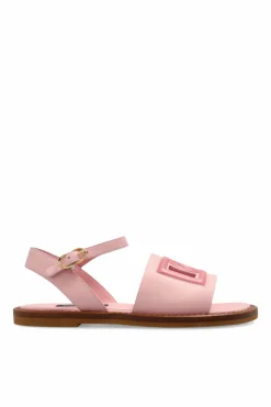 Dolce & Gabbana Kids RÓŻOWY Skórzane sandały