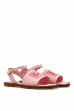 Dolce & Gabbana Kids RÓŻOWY Skórzane sandały