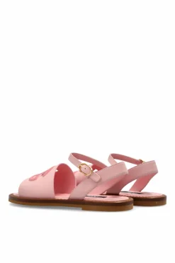Dolce & Gabbana Kids RÓŻOWY Skórzane sandały