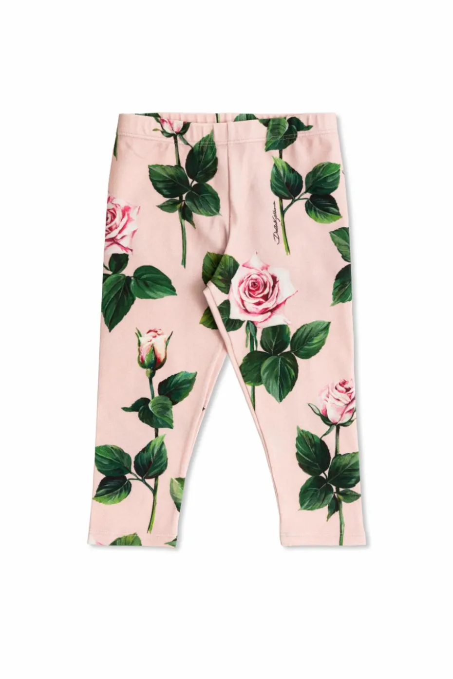 Dolce & Gabbana Kids RÓŻOWY Legginsy z motywem kwiatowym