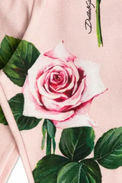 Dolce & Gabbana Kids RÓŻOWY Legginsy z motywem kwiatowym