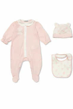 Dolce & Gabbana Kids RÓŻOWY Komplet: czapka, śliniak i body
