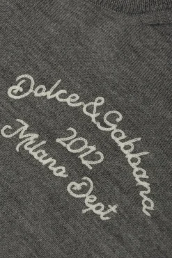 Dolce & Gabbana Kids SZARY Wełniany sweter z wyszytym logo