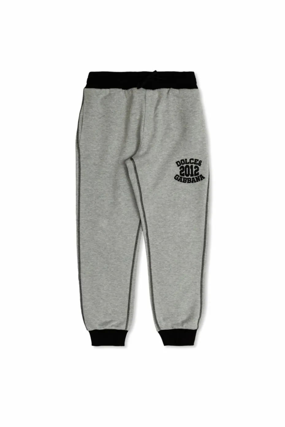 Dolce & Gabbana Kids SZARY Spodnie dresowe z wyszytym logo