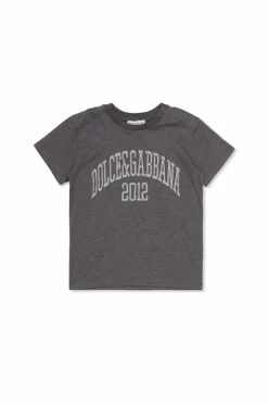 Dolce & Gabbana Kids SZARY T-shirt z logo