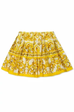 Dolce & Gabbana Kids ŻÓŁTY Spódnica z nadrukiem `barocco`