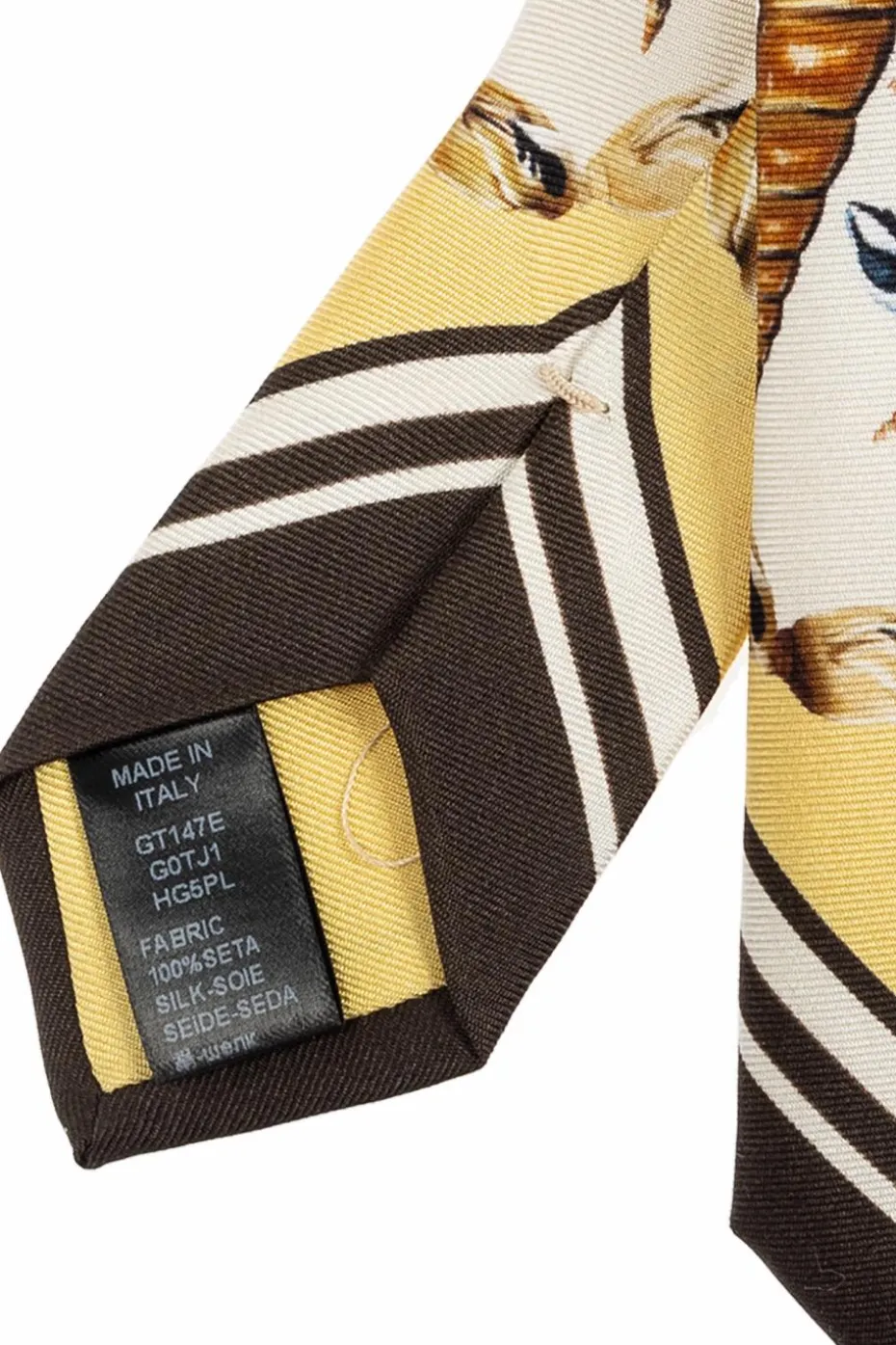 Dolce & Gabbana kremowy Jedwabny krawat