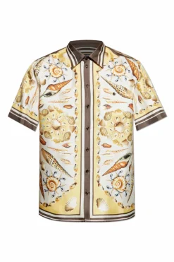 Dolce & Gabbana kremowy Jedwabna koszula z motywem muszli