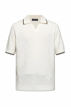 Dolce & Gabbana kremowy Jedwabne polo