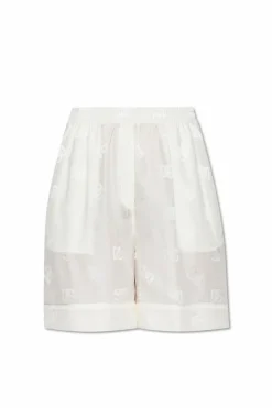 Dolce & Gabbana kremowy Jedwabne szorty z monogramem