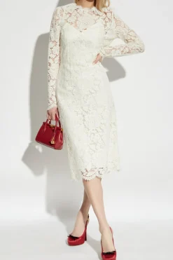 Dolce & Gabbana kremowy Koronkowa sukienka