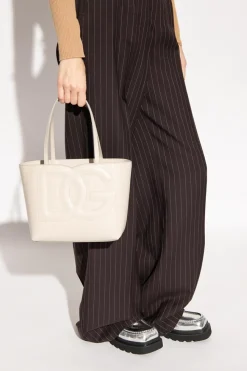 Dolce & Gabbana kremowy Torba typu ‘shopper’ z logo