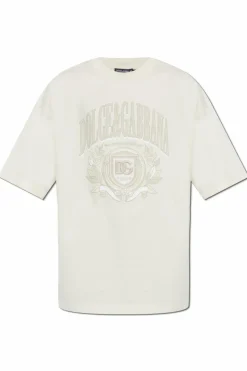 Dolce & Gabbana kremowy T-shirt z logo