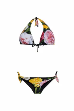 Dolce & Gabbana MULTIKOLOR Dwuczęściowy kostium kąpielowy z motywem kwiatowym