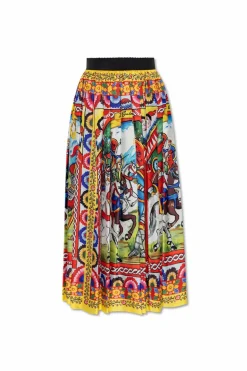 Dolce & Gabbana MULTIKOLOR Jedwabna spódnica ze wzorem `Caretto`