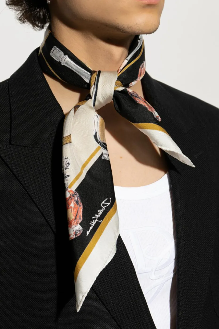 Dolce & Gabbana MULTIKOLOR Jedwabna chusta z nadrukiem