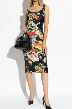 Dolce & Gabbana MULTIKOLOR Sukienka z motywem kwiatowym